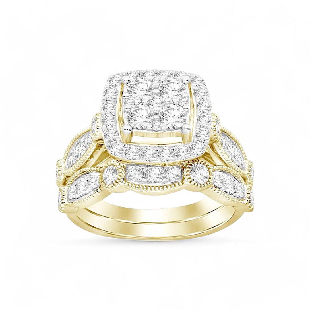 10K Yellow Gold Woman's Diamond Bridal Set / Stone: 1.50CT / Size: 6.5 / 340077Y