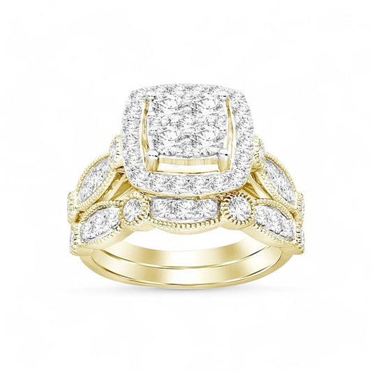 10K Yellow Gold Woman's Diamond Bridal Set / Stone: 1.50CT / Size: 6.5 / 340077Y