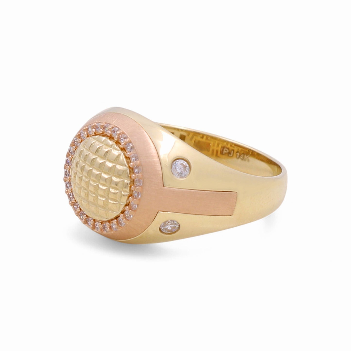 14K Yellow and Rose Gold RD Fashion Men's Ring with CZ / Size:11 / Weight: 6.2 GR / DPMRTT4FS-1