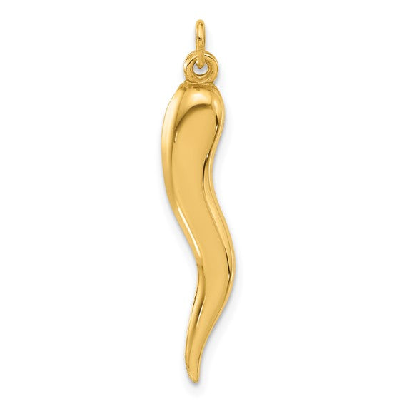 14K Yellow Gold Semisolid Lucky Horn Pendant  / Weight: 0.6GR / YC1582