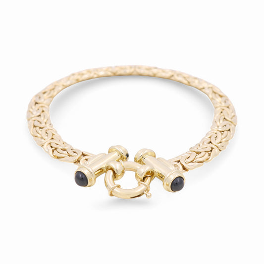 10K Yellow Gold Women's Byzantine Link Bracelet with Onyx / Size: 7.5" / Weight: 11.7 GR / DPWB0BZ