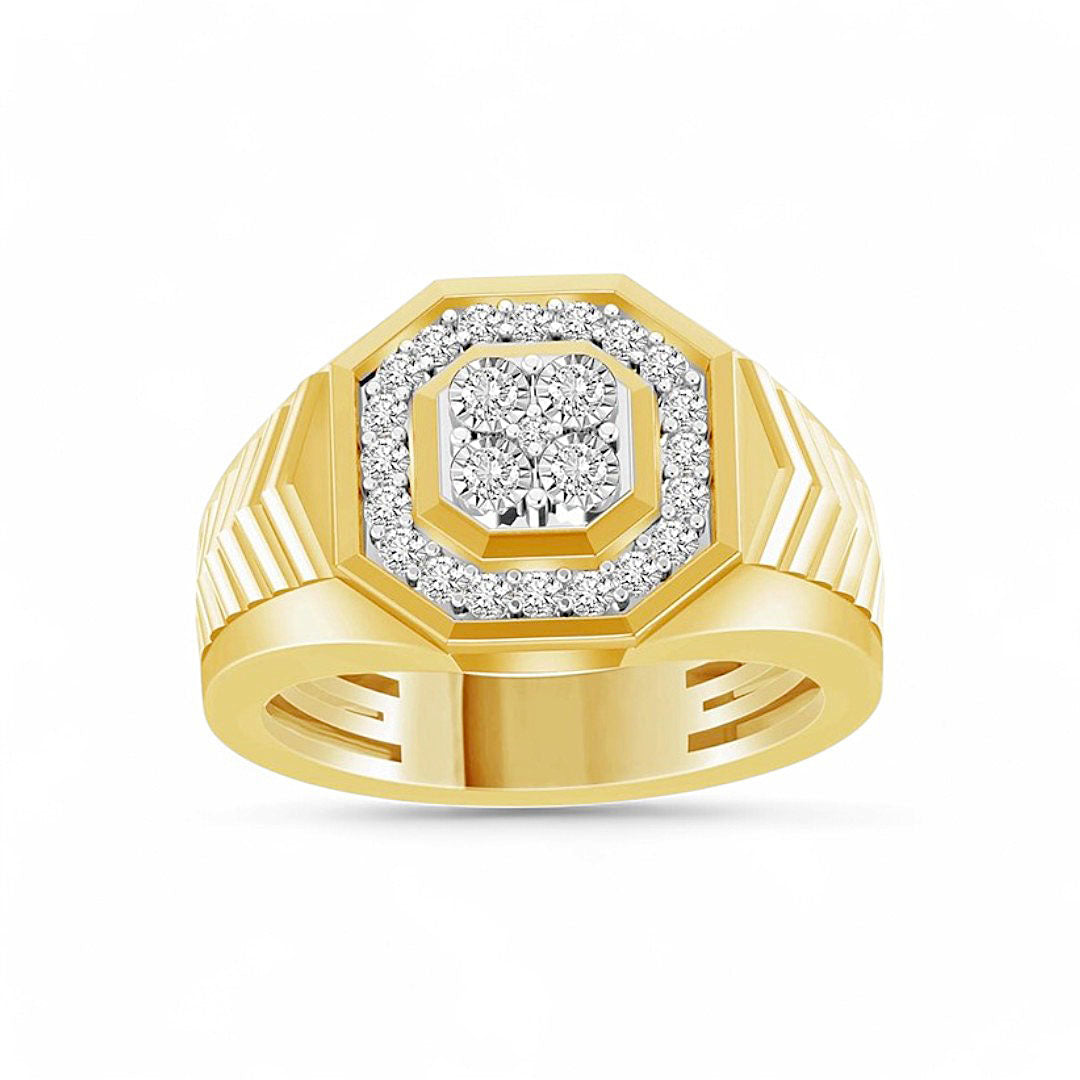 10K Yellow Gold Diamond Fashion Men's Ring / Stone: 0.50Ct /Size: 9.5 / 219033Y