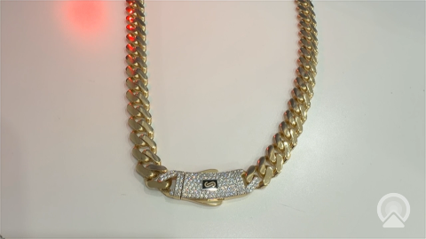 14K Yellow Gold Semisolid Monaco Chain With Cz / Size: 9mm 20" / Weight: 28.1gr / SCH4MON9-20