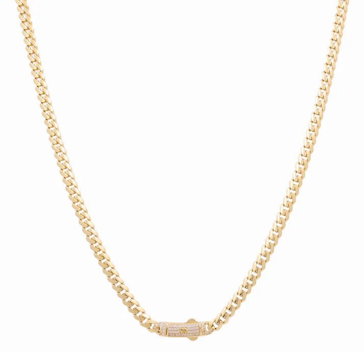 14K Yellow Gold Monaco Chain / Size: 5mm 22" /  Stone: Cz / Weight: 23.3gr / DOCH4MON5-22