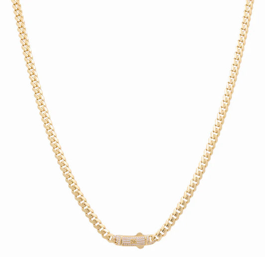 14K Yellow Gold Monaco Chain / Size: 5mm 22" /  Stone: Cz / Weight: 23.3gr / DOCH4MON5-22