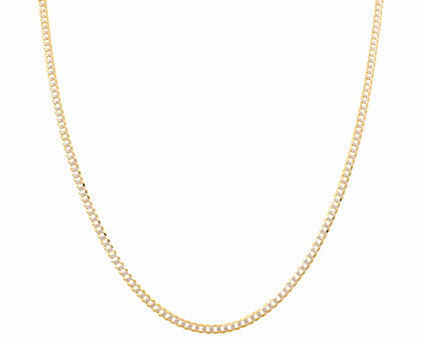 14K Yellow and White Gold Curb Chain / Size: 3.5mm 24" / Weight: 9.8 GR / CACH4CB3.5-24