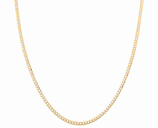14K Yellow and White Gold Curb Chain / Size: 3.5mm 24" / Weight: 9.8 GR / CACH4CB3.5-24