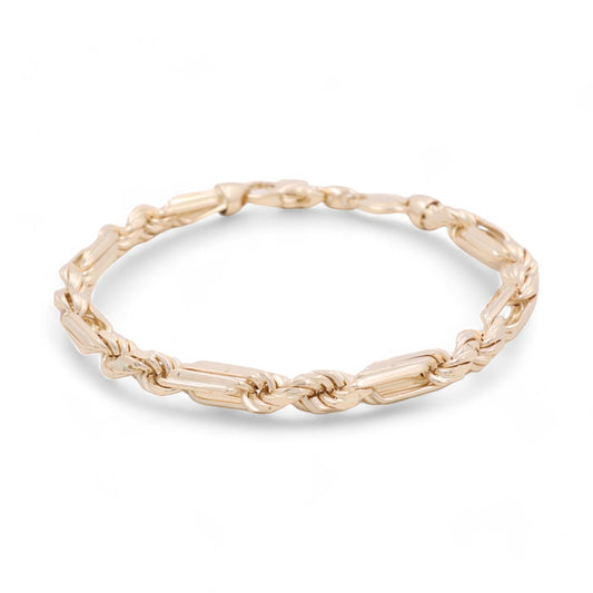 14K Yellow Gold Solid Figaro Rope Bracelet / Size: 5.5mm 8” /  Weight: 17.7 GR / CSMB4FP5.5-8