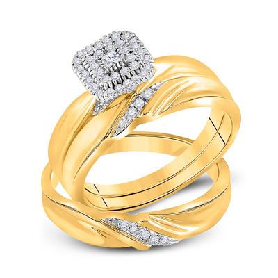 10K Yellow Gold Diamond Trio Set / Size: 7 & 10 / Stone: 1/5 CTW Diamond / 110056
