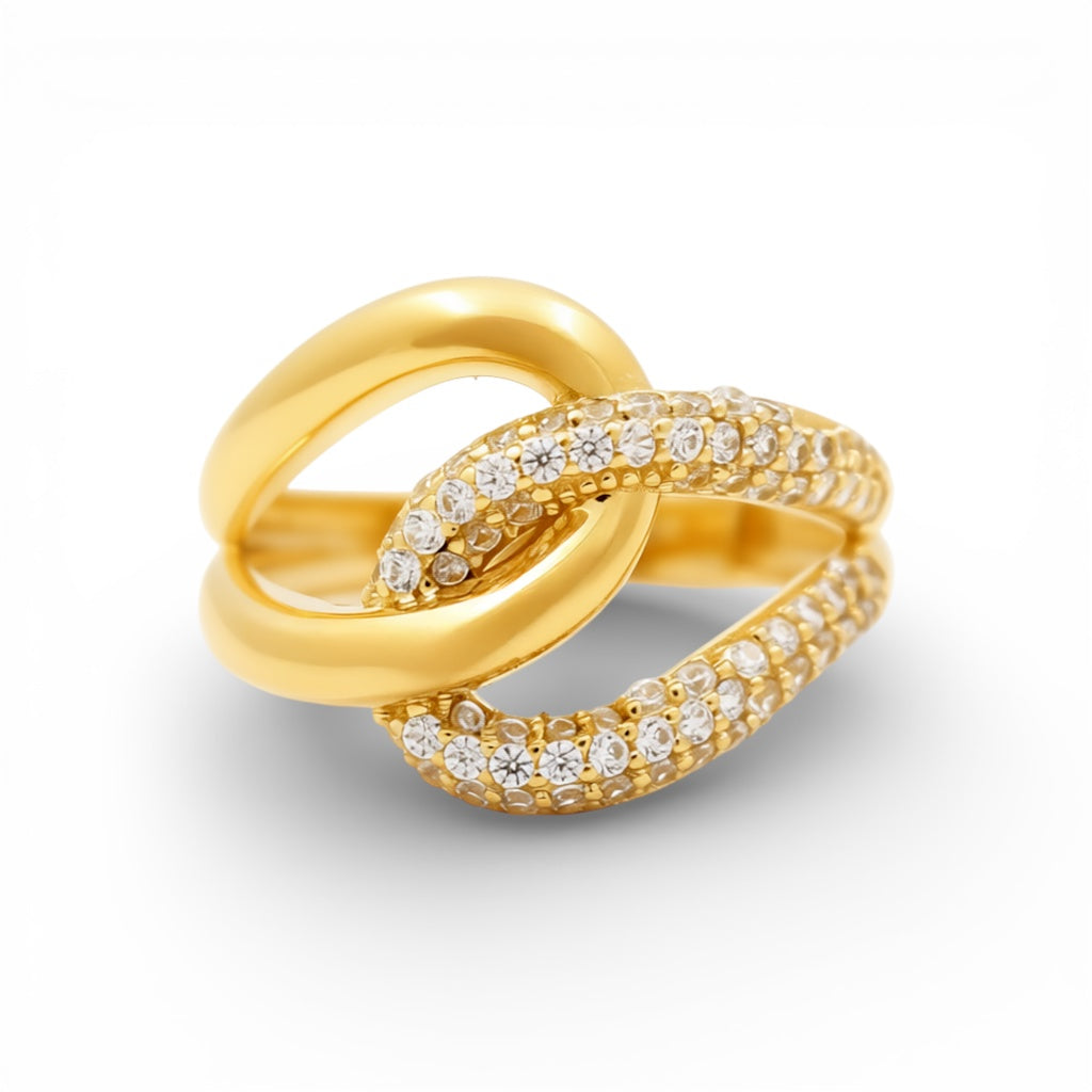 14K Yellow Gold Fashion Woman's Ring With Cz / Size: 8.5 / Stone: Cz / Weight: 2.7 GR / Y25-401
