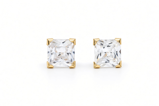 14K Yellow Gold Fashion Stud Earrings with Cz / 6-124501PS8