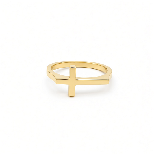 10K Yellow Gold Cross Women's Ring / Size: 7.5 / Weight: 1.3 GR / DOWR0CS