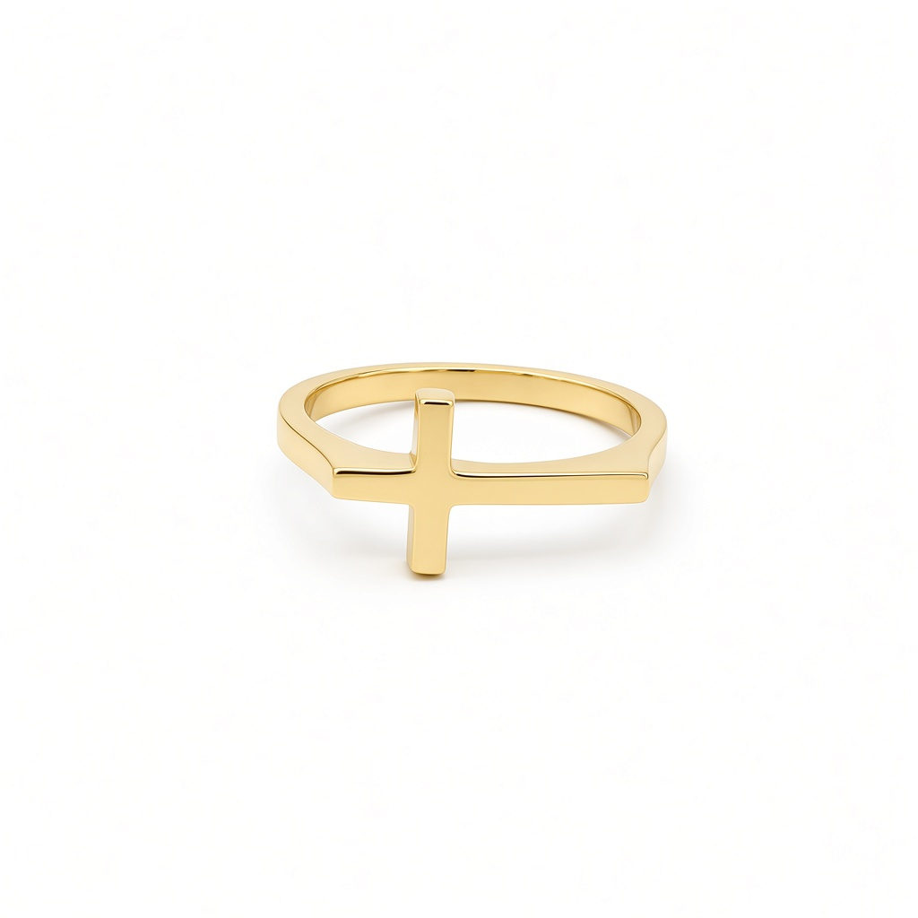 10K Yellow Gold Cross Women's Ring / Size: 7.5 / Weight: 1.5 GR / DOWR0CS