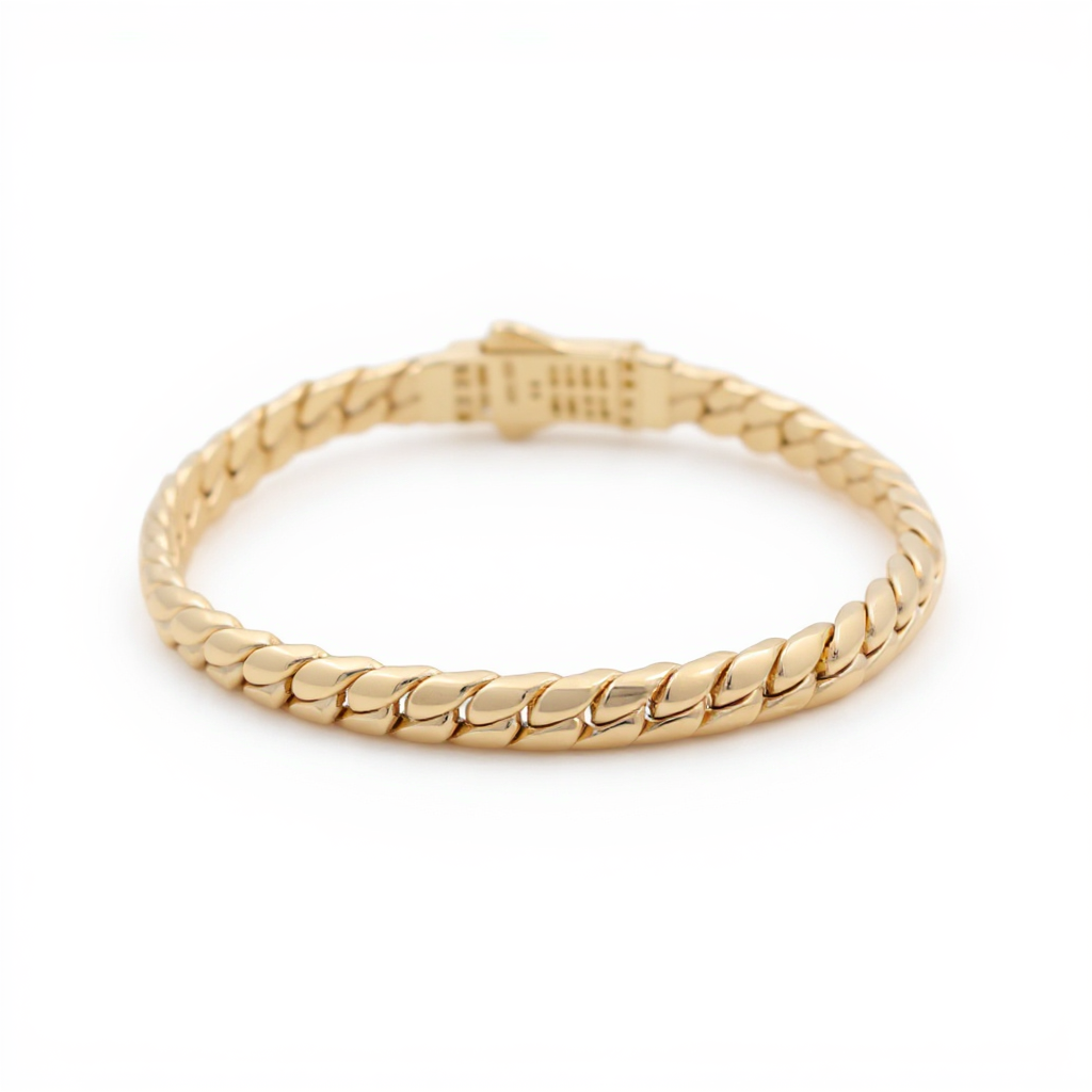 10K Yellow Gold Semisolid Fashion Cuban Link Bracelet with CZ / Size: 6mm 7.5" / Weight: 10 GR / P10B-363