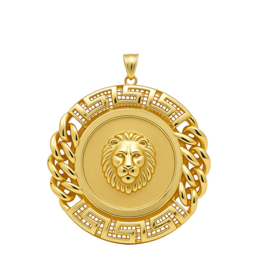 14K Yellow Lion Medal Pendant / Weight: 9 GR / COPD4MDLN