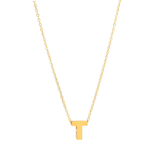 14K Yellow Gold Women's Necklace with Initial T / Size: 18'' / INIT.T