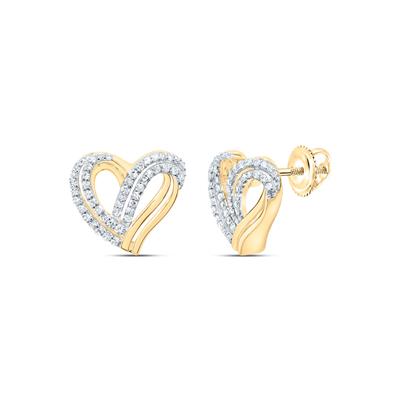 10k Dia Yellow Gold Woman's Diamond Heart Stud Earrings  /  Stone: 1/3CTW / 186155