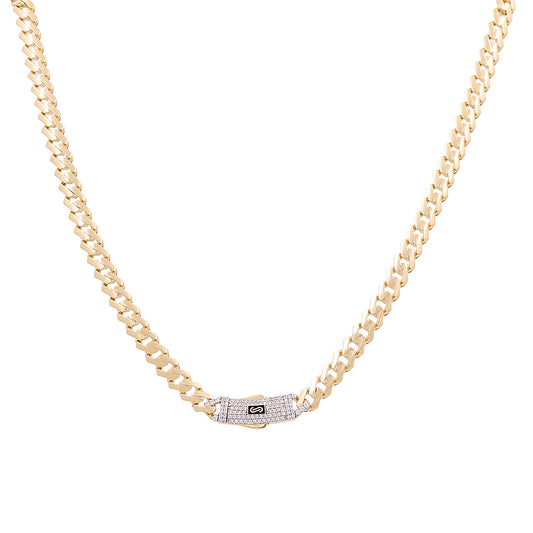 14K Yellow Gold Monaco Edge Chain / Stone: Cz / Size: 6.5mm 16" / Weight: 14.6gr / 301-61065-6.5mm.16"