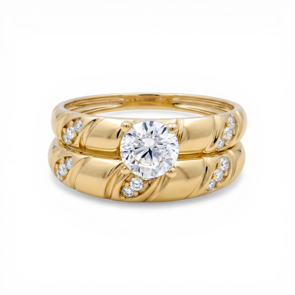 10K Yellow Gold Women’s Bridal Set / Stone: Cz / Size: 8 / Weight: 3.6 GR