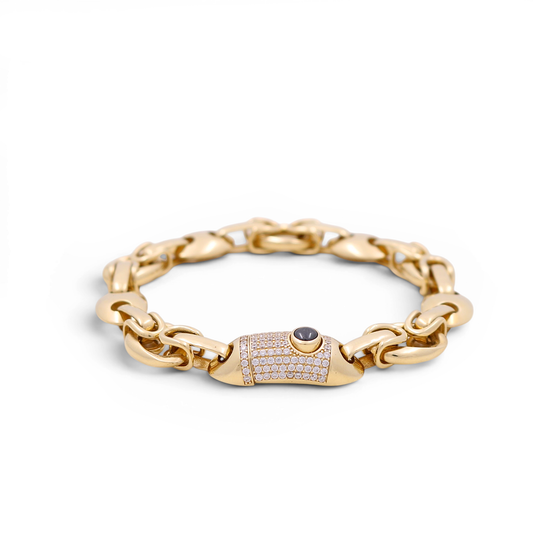 14K Yellow Gold Fashion Women's Bracelet With Cz / Size: 7.5" / Weight: 17.7 GR
