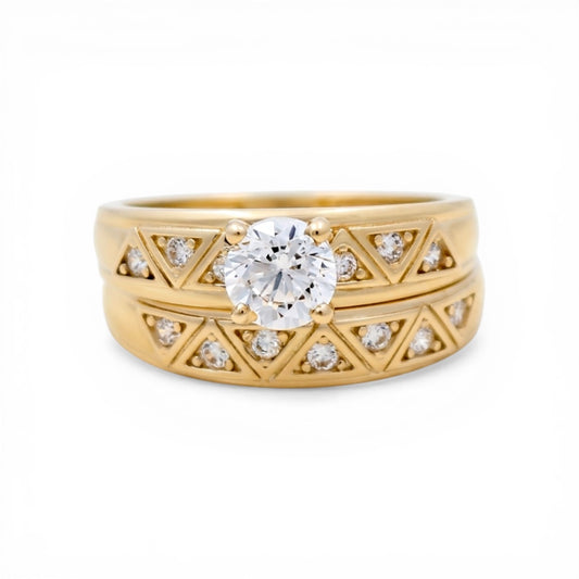 Set de boda para mujer de oro amarillo 10K / Piedra: Zirconia / Talla: 8 / Peso: 6.7 GR / CLBWR0BS-2