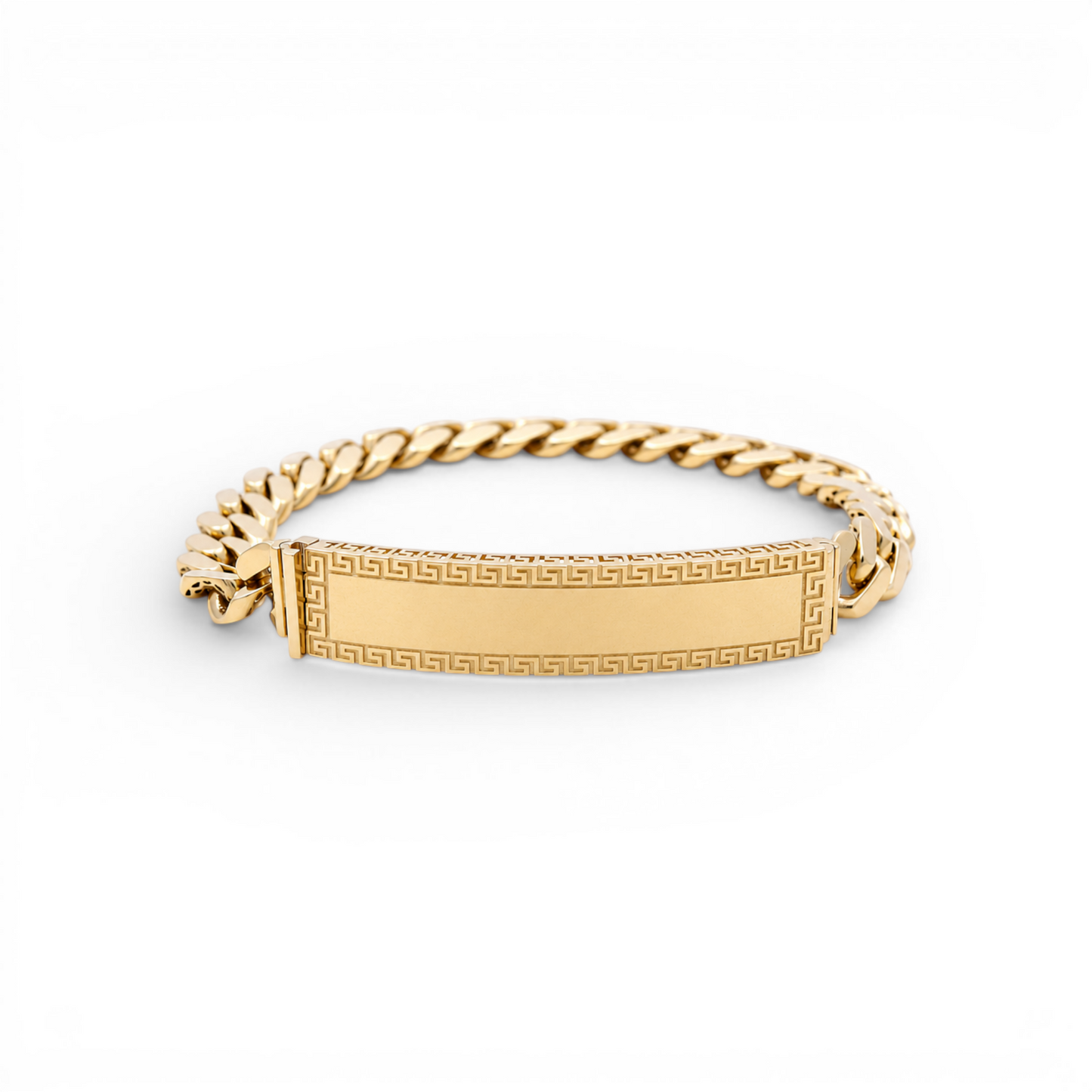 10K Yellow Gold Monaco ID Bracelet with Greek / Size: 9mm 8" / Weight: 12.6 GR / DQMB0MONID9-8