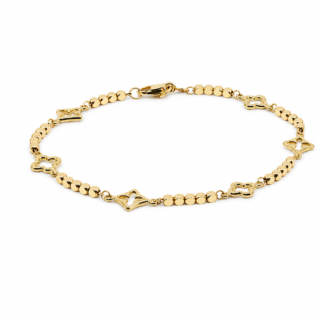 14K Yellow Gold Women's Bracelet CLV / Size: 7'' / Weight: 2.8 GR / CXWB4CLV-7