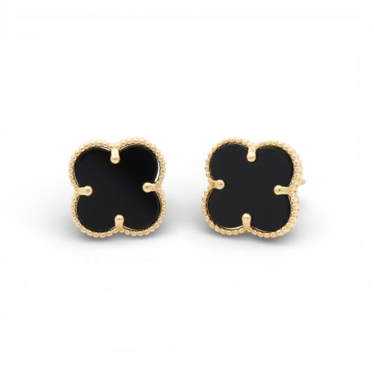 10K Yellow Gold Black Clover Stud Earrings / Size: 10MM / Weight: 1.7 GR / CQES0CLV-1