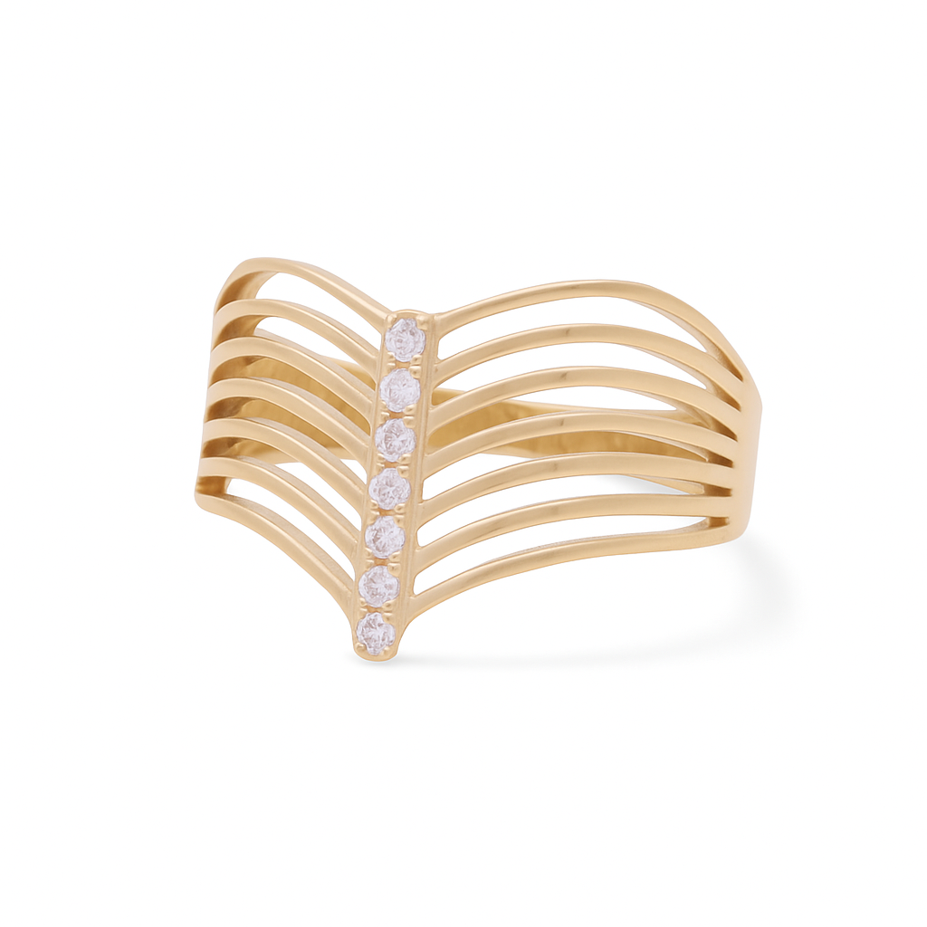 14K Yellow Gold Fashion Women's Ring with White Cz / Size: 8.5 / Weight: 2.3 GR