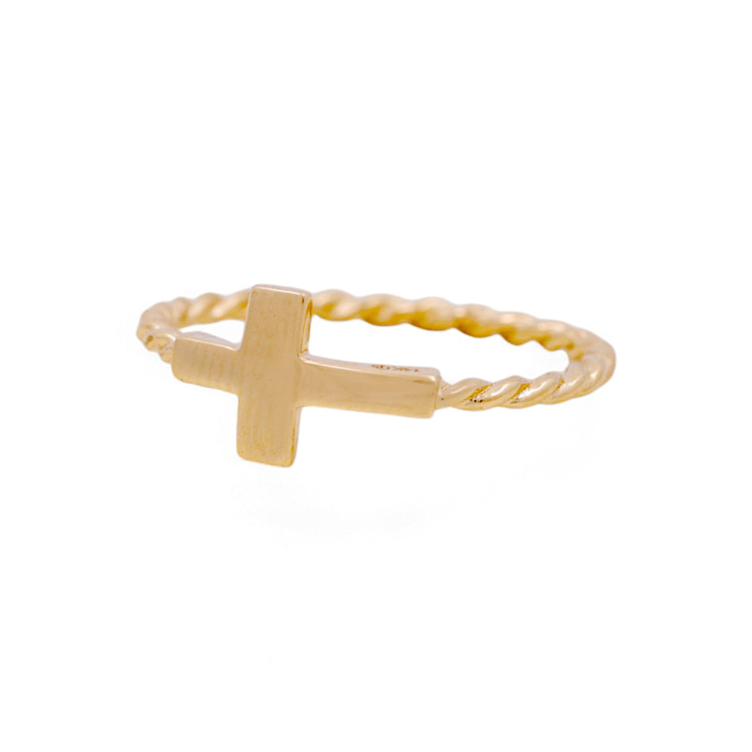 14K Yellow Gold Woman’s Cross Ring / Size: 6.5 / Weight: 1.1 GR / IEEWR4CS