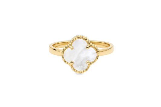 10K Yellow Gold Women's Ring with White Clover / Size: 8 / Weight: 1.6 GR / P04VR-14