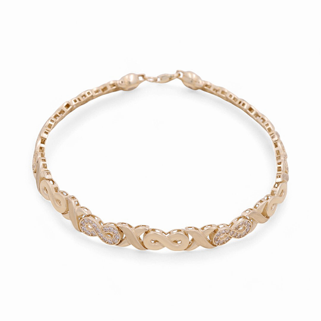 14K Yellow Gold Fashion Women's Bracelet With Infinity Cz / Size: 7.5" / Weight: 9 GR / COWB4IF