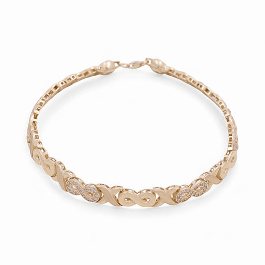 14K Yellow Gold Fashion Women's Bracelet With Infinity Cz / Size: 7.5" / Weight: 9 GR / COWB4IF