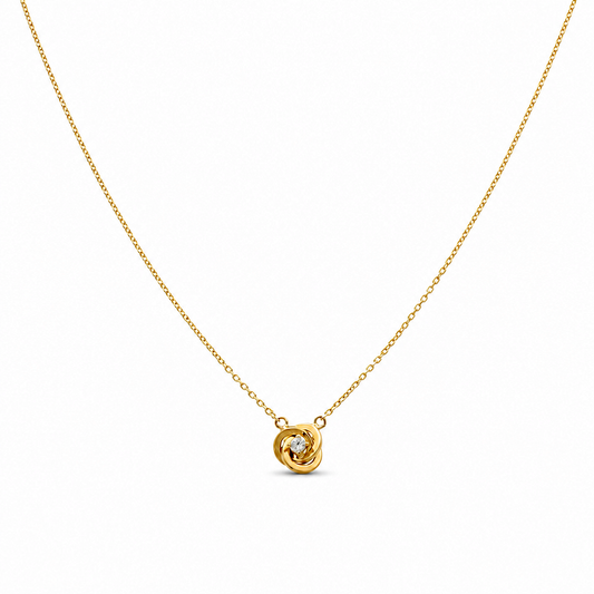 10K Yellow Gold Women's Necklace with Knot and Cz / Size: 17" / Weight: 2.6 GR / DQNK0KN