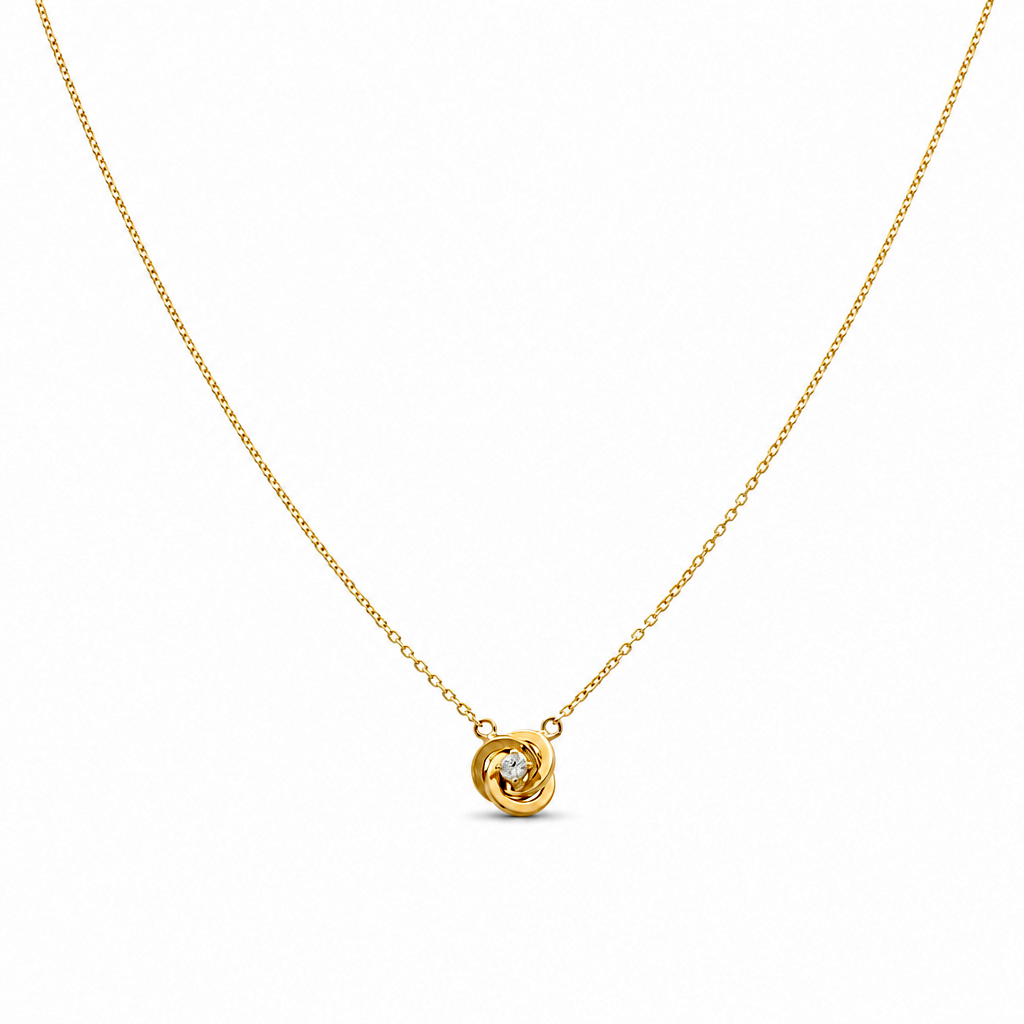 Collar para mujer de oro amarillo 10K con nudo y zirconia / Medida: 17" / Peso: 2.6 GR / DQNK0KN