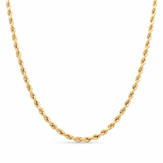 14K Yellow Gold Semisolid Rope Chain / Size: 24" 4mm / Weight: 12.4 GR