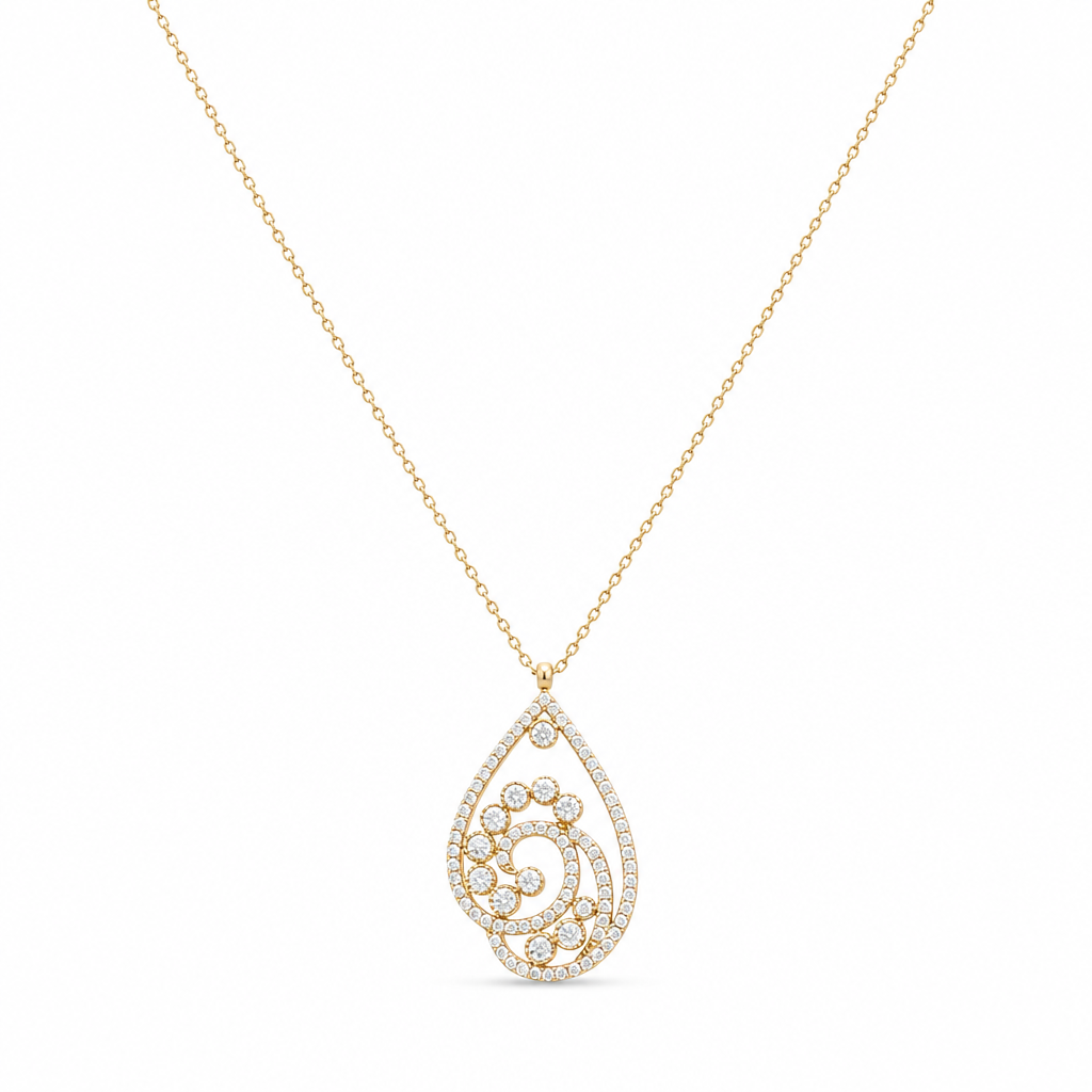 14K Yellow Gold Necklace With Fashion Pendant / Size: 16" / Weight: 3.7 GR / Stone: Cz