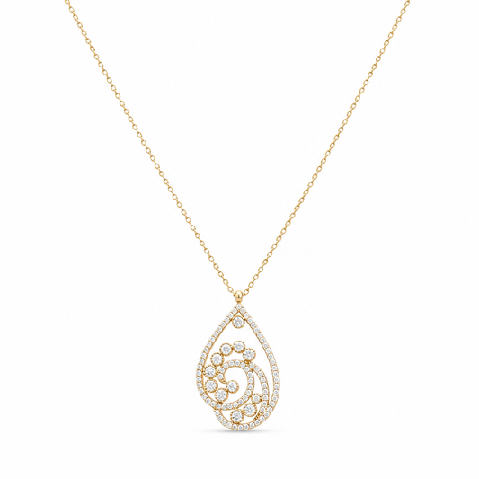 14K Yellow Gold Necklace With Fashion Pendant / Size: 16" / Weight: 3.7 GR / Stone: Cz