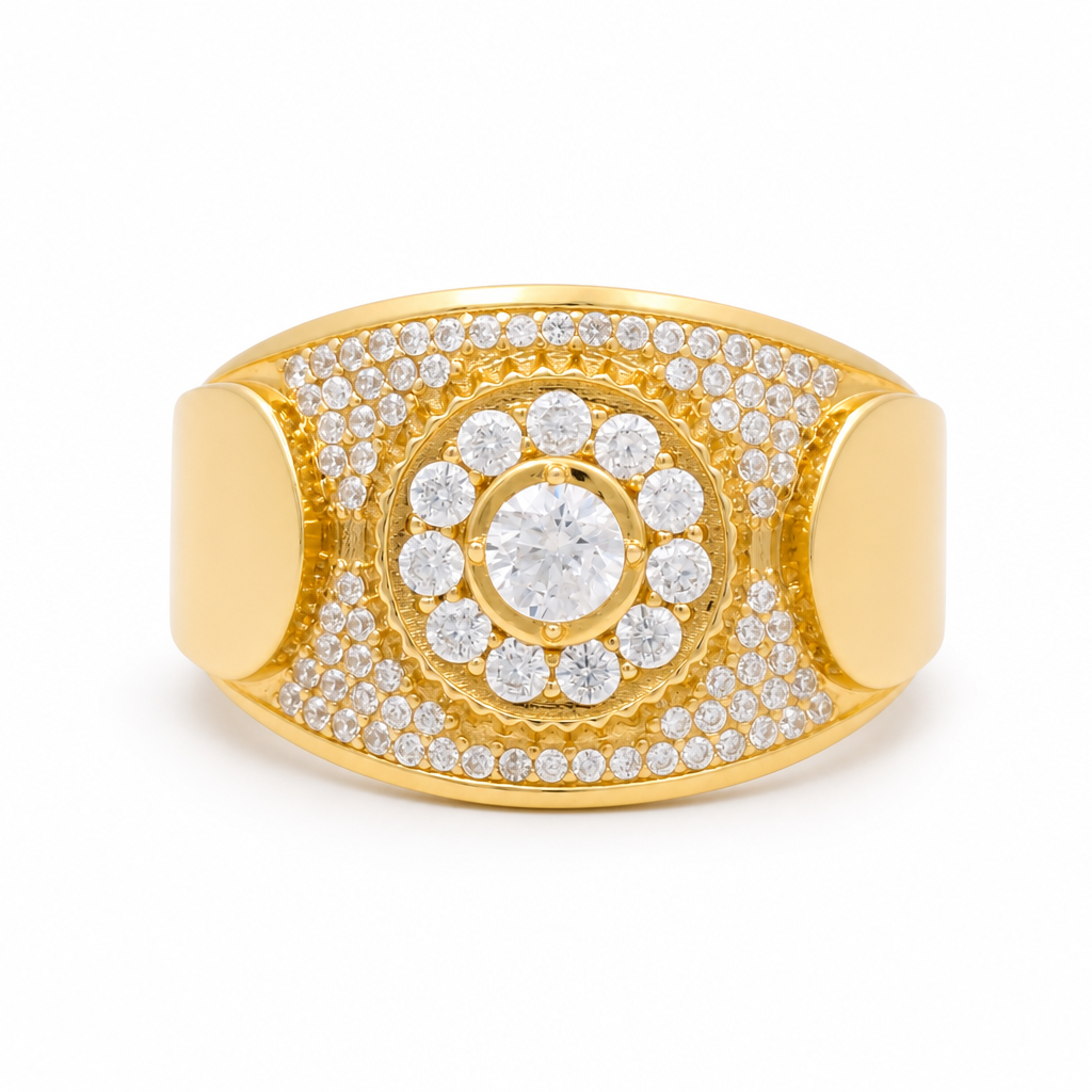 14K Fashion Men's Ring with Cz / Weight 10.2 GR / Size: 11