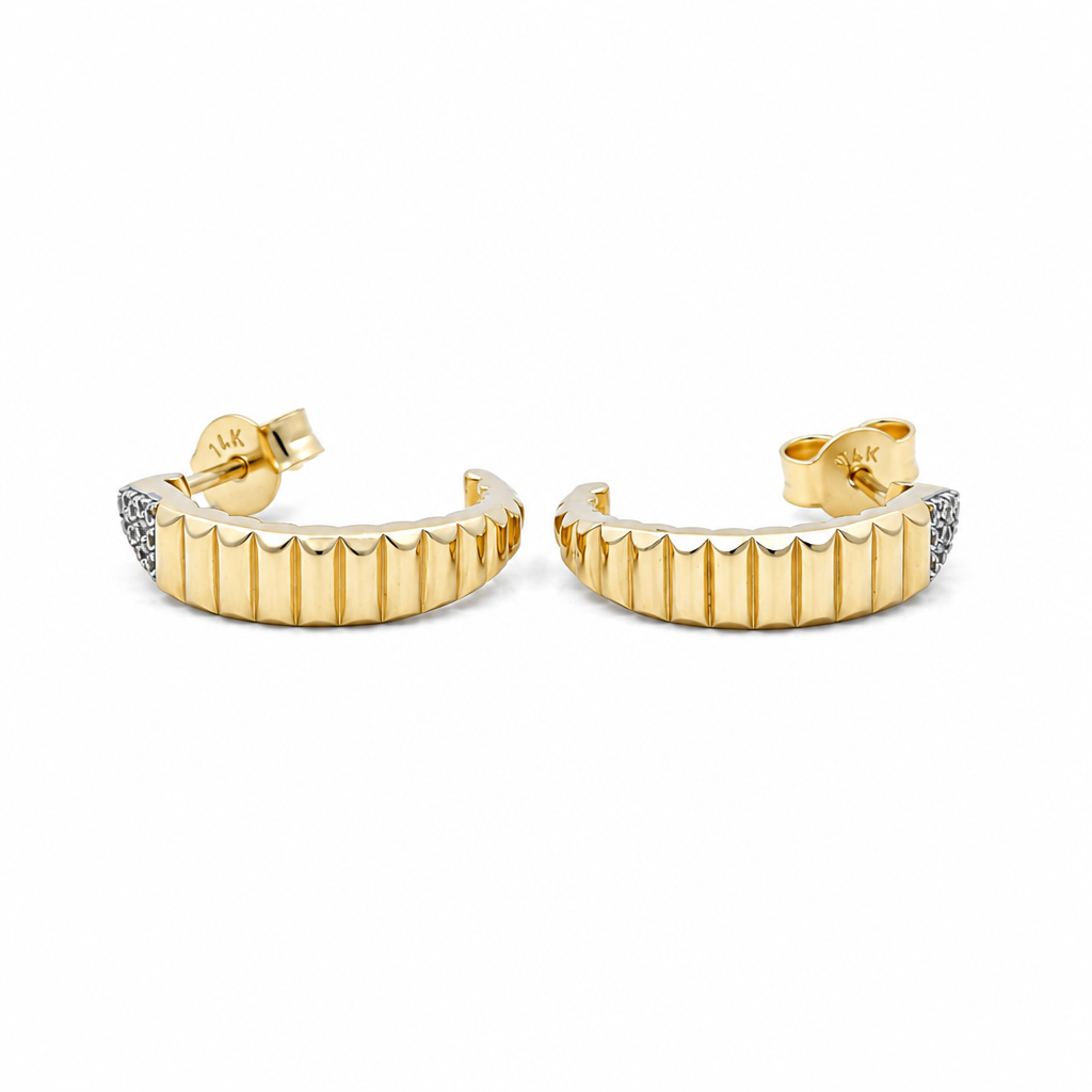 14K Yellow Gold Fashion Women's Hoops Earrings / Weight: 3.3 GR / DQEH4FS-2