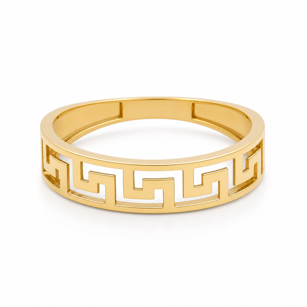 10K Yellow Gold Men’s Greek Wedding Band / Size: 12 / Weight: 2.3 GR