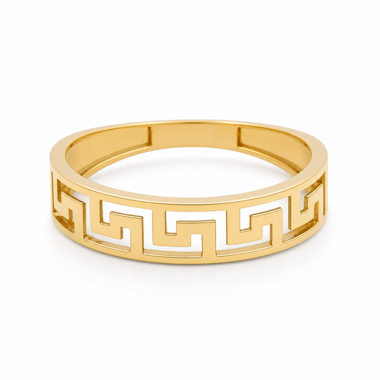 10K Yellow Gold Men’s Greek Wedding Band / Size: 12 / Weight: 2.3 GR