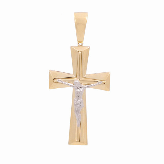 14K Yellow and White Gold Cross with Christ Pendant / Weight: 5.5 GR / 774-00089