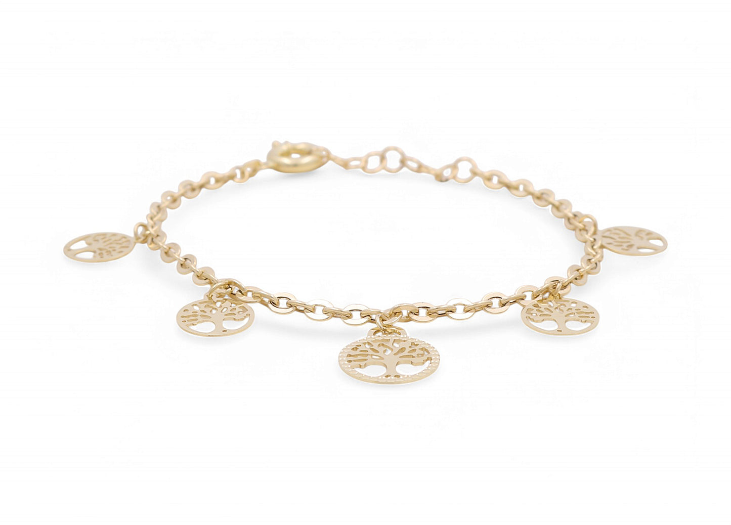 14K Yellow Gold Women's Bracelet with Hanging Trees of Live / Size: 7” / Weight: 4.2 GR