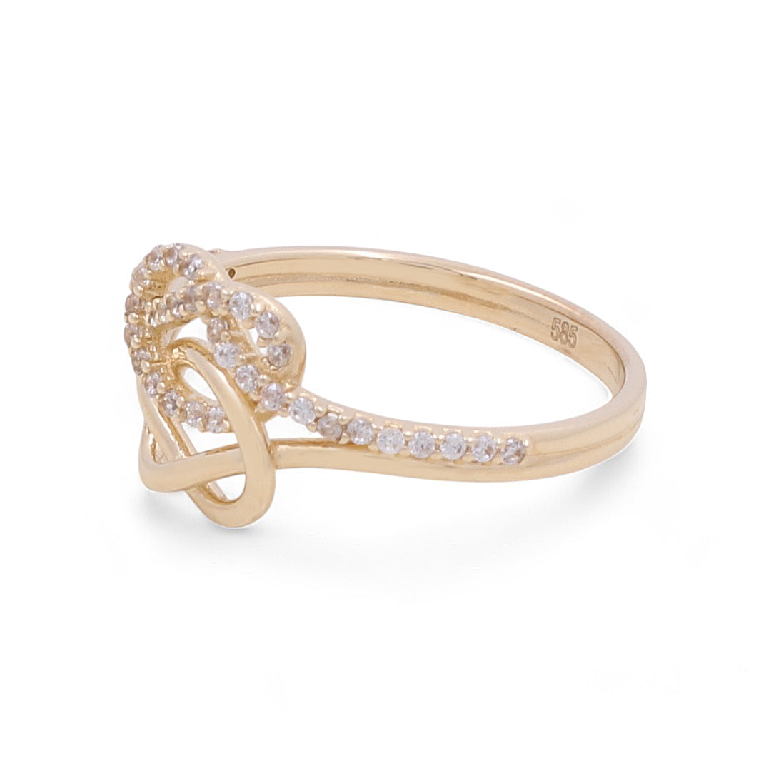 14K Yellow Gold Women’s Double Knot Ring / CZ / Weight: 2.7 GR / COWR4FS-111