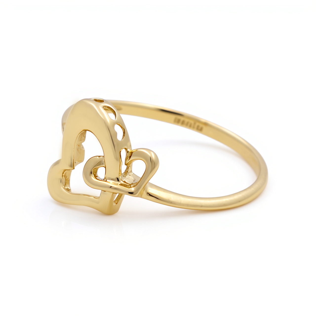 14K Yellow Gold Two Hearts Women's Ring / Size: 7.5 / Weight: 1.5 GR / CEEWR4HR-5