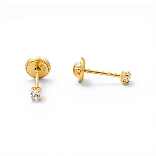 14K Yellow Gold Fashion Stud Earrings with Cz / 6-653501PS