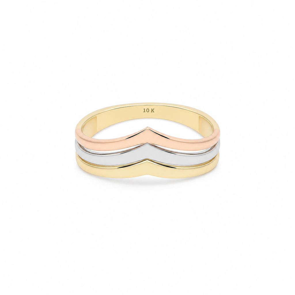 Anillo de moda para mujer de oro amarillo 10K con 3 / Talla: 8 / Peso: 1.8 GR / DQWR3T0FS