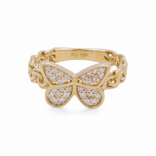 10K Yellow Gold Butterfly Women's Ring with CZ / Size: 7.5 / Weight: 3.4 GR / DPWR0BF