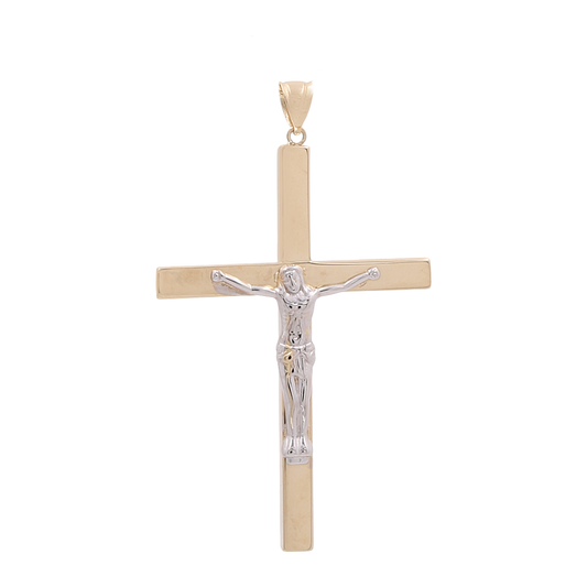 14K Two Tone Gold Jesus Cross Pendant / ISPD4CRS-1